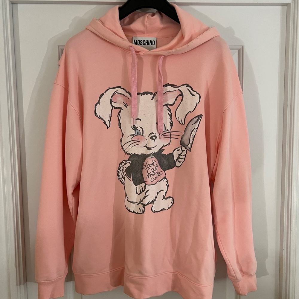 AUTHENTIC oversized MOSCHINO unisex DON'T CALL ME CUTE hoodie Pink sz M